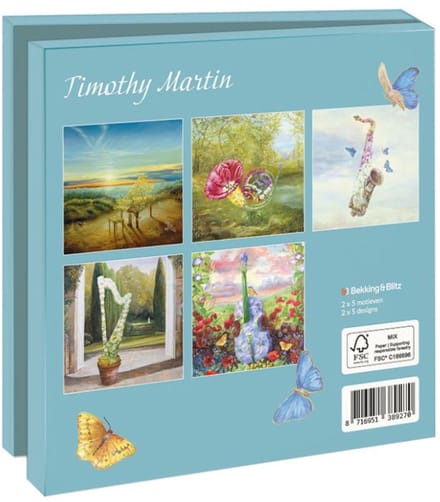 Kaartenmapje Floral instruments, Timothy Martin 10 Stuks