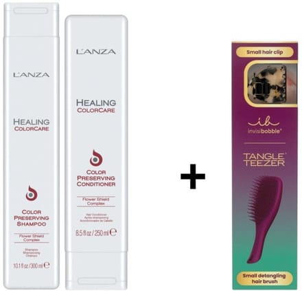 L'ANZA Healing ColorCare Color-Preserving Duo Set - 300+250ml + Tangle Teezer