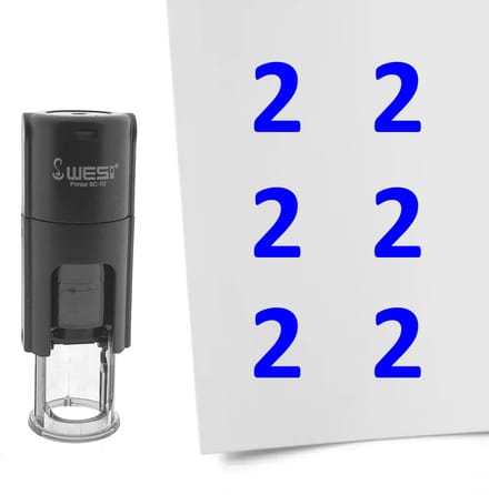 CombiCraft Stempel Getal 2 10mm rond blauwe inkt - per 1 stuk