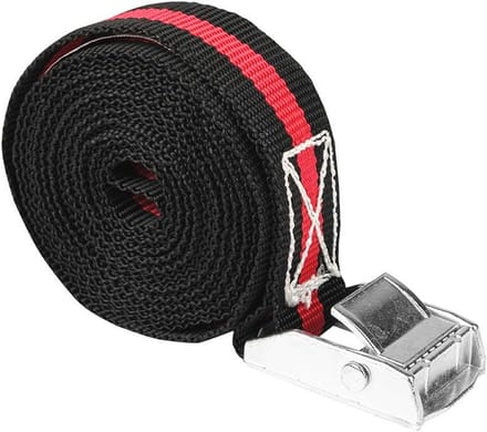 Spanband met klemsluiting 3 meter x 2,5 centimeter - zwart/rood