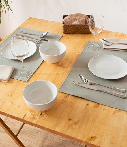 Monaco Raw Placemats Set van 2 – Lichtgrijs – 45x30 cm – Vintage Leerlook Kunstleer – Afwasbaar – Onderlegger voor Tafeldecoratie