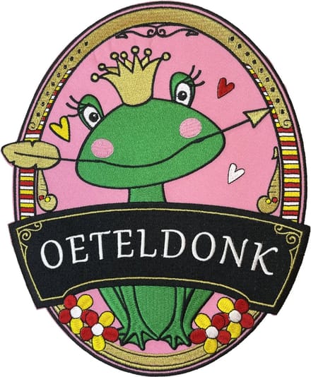 Fjesta© Oeteldonk embleem - Rugembleem kikker roze hartje