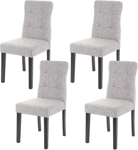 Set van 4 eetkamerstoelen MCW-E58, stoel eetkamerstoelen, MVG-gecertificeerd ~ stof/textiel grijs, donkere poten