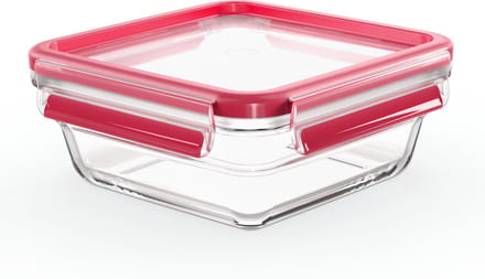 Emsa Clip & Close Vershoudbakje 0.8 l Glas Met deksel, Waterdicht, BPA-vrij Transparant, Rood 600747