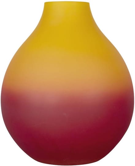 Vaas Geel Rood Glas – 30 cm Hoog – Ovaal Design – Moderne Blikvanger