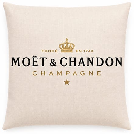 Moët & Chandon - Kussen - Wit - Champagne - Kussensloop - 45X45 CM - Linnen - Auto - Decoratie - Boot - Hotel - DUBBELZIJDIG