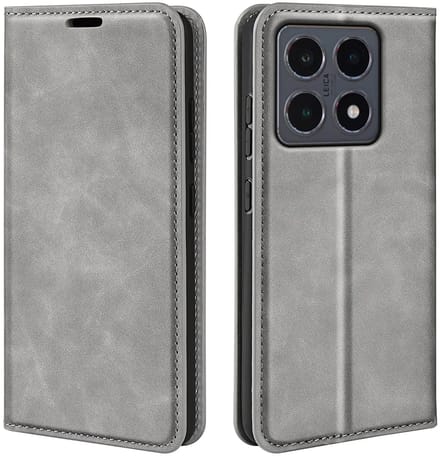 MobyDefend Hoesje - Geschikt voor Xiaomi 15T - Luxe Wallet Bookcase (Magnetische Sluiting) - Grijs