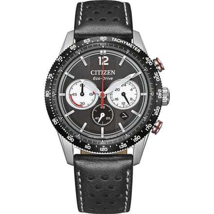 Citizen CA4717-06E Horloge - Leer - Zwart - Ø 40 mm