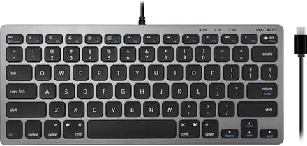 Macally UCSLIMKEYCSG Compact bedraad USB-C toetsenbord voor Apple Mac en iPad - Zwarte toetsen - U.S. Engels (QWERTY) layout
