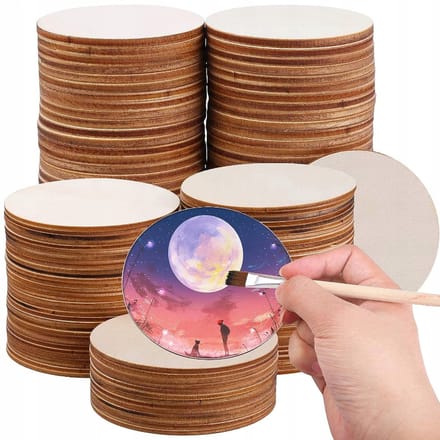 SMX Design Serie - Houten Schijven - 8cm - Set van 50 - Lichtbruin