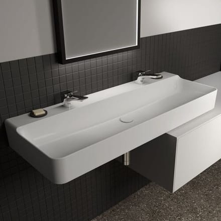 Ideal Standard washbasin 120 cm, 2 tap holes, without overflow, polished T384401