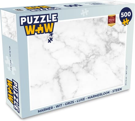 Puzzel Marmer - Wit - Grijs - Luxe - Marmerlook - Steen - Legpuzzel - Puzzel 500 stukjes