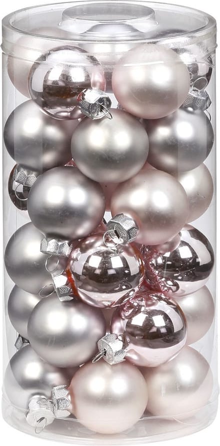 Inge Christmas Kerstballen - klein formaat - 30x st - lichtroze - D4 cm - glas - glans en mat