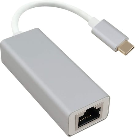 Adapterkabel Ethernet, USB 3.1 Type-C� St./RJ45 Buchse, PREMIUM, silber