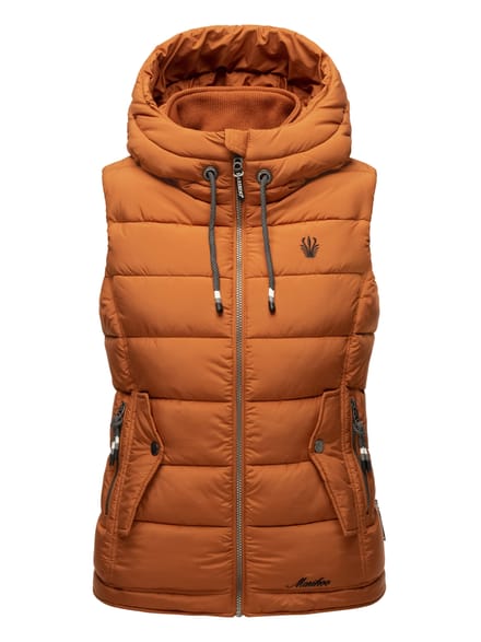 Marikoo dames gewatteerd vest – Taisaa, licht met capuchon & snackvak