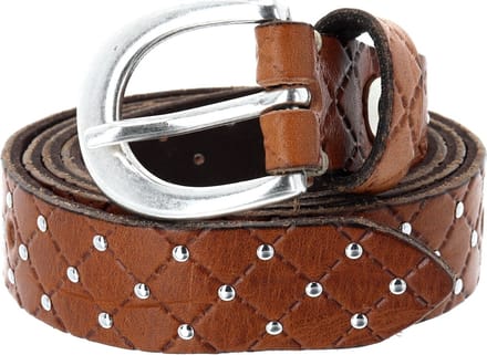 b.belt Riem Lilou Silver Leder-Nietengürtel W75 Cognac Bruine