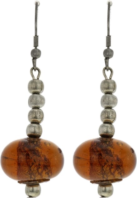 Behave - Oorhangers met bruine glaskraal - Vintage retro look