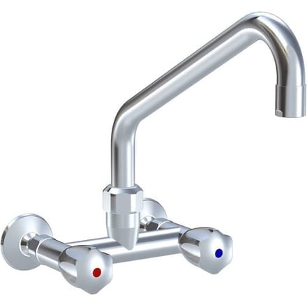 KWC Gastro two-handle wall-mounted sink mixer with spout from above for professional kitchen, projection 30 cm K.24.42.21.000C86