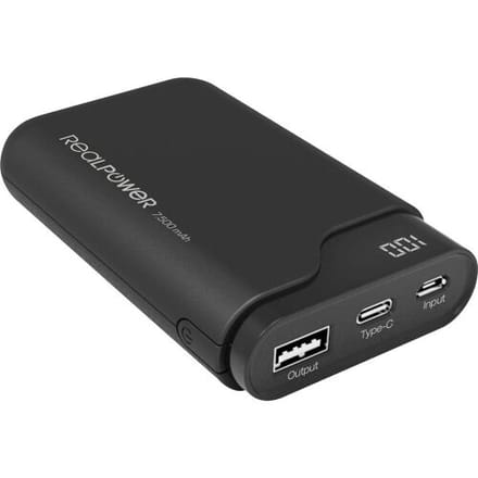 RealPower powerbank PB-7500C zwart 7.500mAh