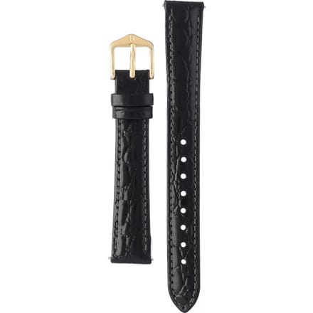 Hirsh Horlogeband Crocograin Zwart - Leer - 14mm