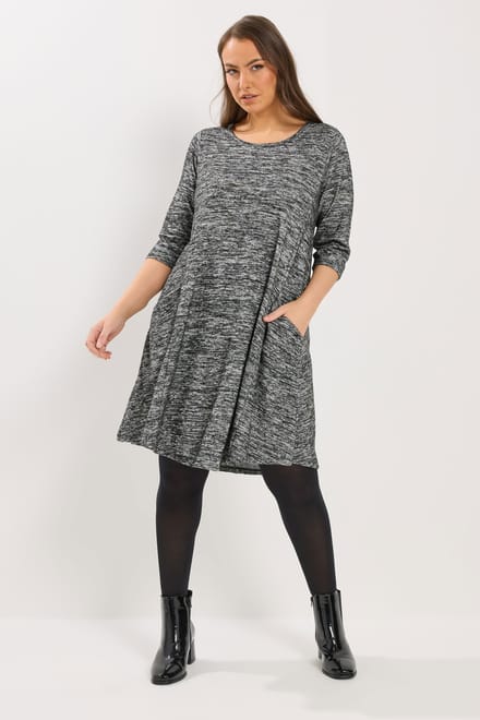 Yours Grijze Gedrapeerde Jurk Met Zakken Size 44