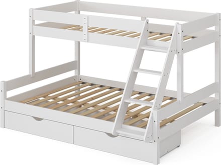 Vitalispa Everest Stapelbed – 140x200 / 90x200 cm met laden Wit