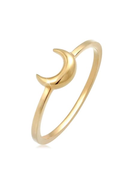 Elli - Ring - Dames Halve Maan Astro Basis Trend in 925 Sterling Zilver Verguld - Dames