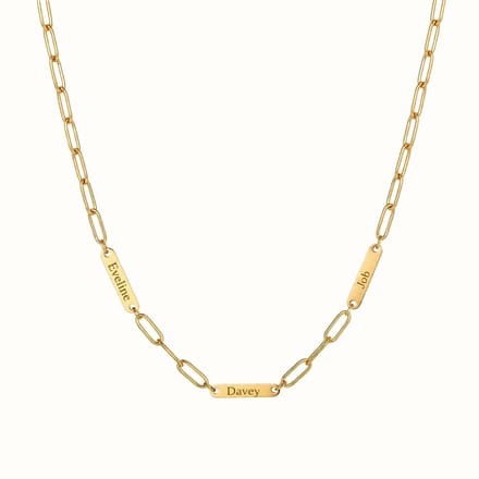 Schakelketting met 3 Namen Goud
