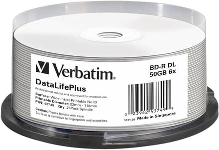 Blu-Ray Disc 50 GB opnamebare schijven, bedrukbaar oppervlak, 6x snelheid, 25 stuks