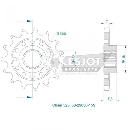 Pignon de sortie de boite Esjot pour Moto Ducati 1198 S 2009 à 2010 Neuf