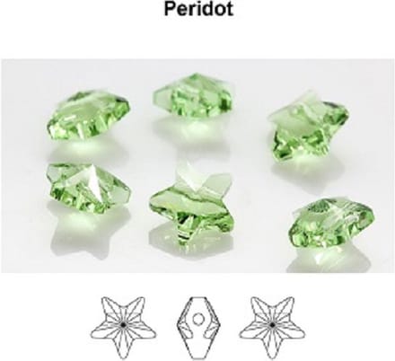 Swarovski Elements, 18 stuks Swarovski sterkralen, 8mm, peridot, 5714