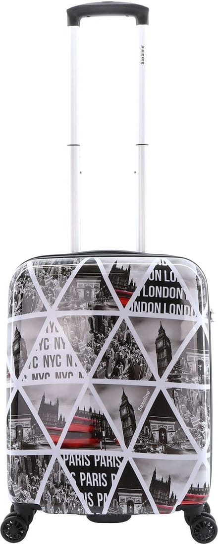 Saxoline harde Handbagage Koffer | Trolley | Reiskoffer - 55cm (S) - Cities Print - Bedrukt / Small