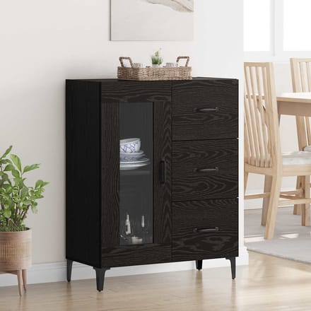 vidaXL - Dressoir - met - lade - Zwart - Eiken - 69,5 - x - 34 - x - 90 - cm