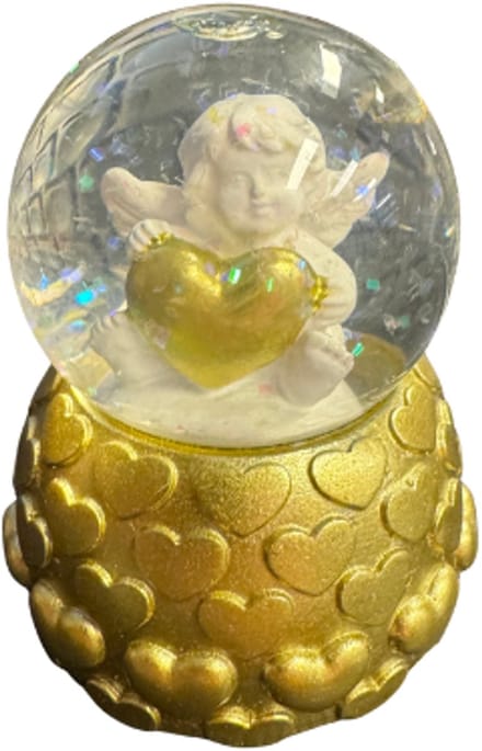 Schudbol engel - gouden voet - 4.5 cm