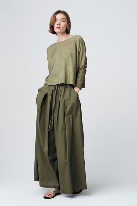 Pullover cotton dyed 3404 | Green - Green / S