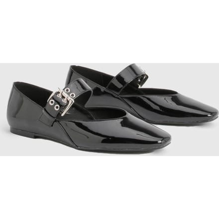 boohoo Dames Mary Jane riem ballerina's | Black | Maat: 5