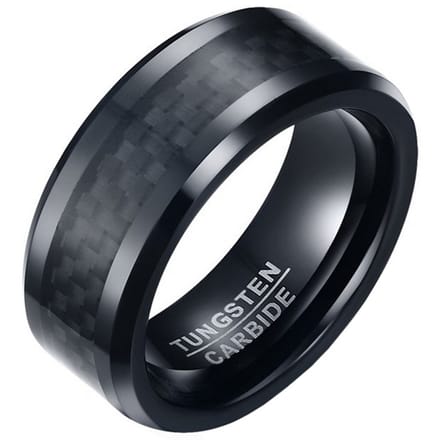 Wolfraam heren ring Carbon Fiber Zwart 8mm-20mm