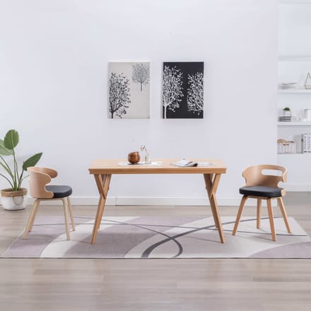 vidaXL - Eetkamerstoelen - 2 - st - gebogen - hout - en - kunstleer