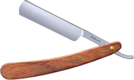 MEDLUXY® - Openscheermes - INOX Snijblad - Houten Handvat [Shavette Barbiersmes, Kapper Scheermes, open scheermes]