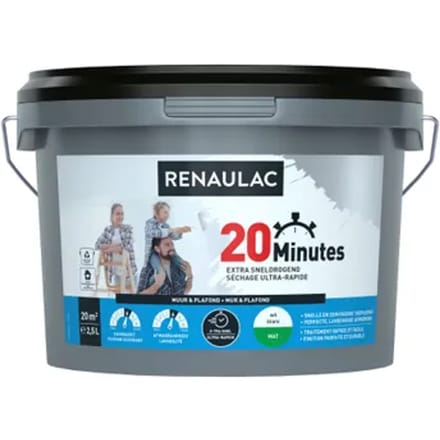 Renaulac 20 Minutes Muurverf - Mat - Wit - 2,5l