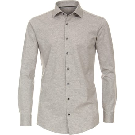 VENTI modern fit overhemd - jersey - grijs - Strijkvriendelijk - Boordmaat: 39