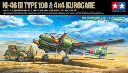 Tamiya Modelbouwpakket Auto - 25217 Mitsubishi Ki-46 III Type 100 en 4X4 Licht Voertuig Kurogane Set Plastic - 1:48 - Modelbouw