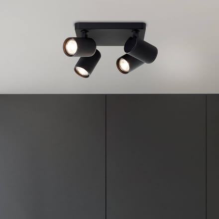Brilliant Plafondspot Marty, lengte 22 cm, zandzwart, 4-lamps.