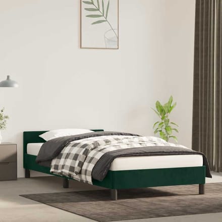 vidaXL - Bedframe - zonder - matras - 90x200 - cm - fluweel - donkergroen