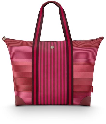 Pip Studio - Tilda Tote Bag met rits - Schoudertas - Roze - Gestreept - 66x20x44cm