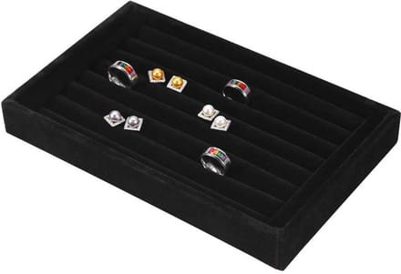 Ring Display Tray met 7 Slots - Sieraden Organizer voor Ringen en Oorbellen - Zwart