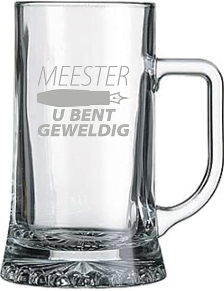 Gegraveerde bierpul 50cl Meester u bent geweldig