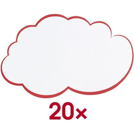 Merkloze Presentatiekaarten Wolkvormig 25x42cm - 20 Stuks Wit/Rood