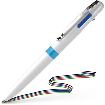 Schneider balpen - Take 4 - penpunt M - wit/licht blauw - 4-kleuren balpen - S-138049