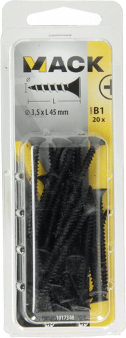 Gipsplaatschroef. Zwart. Gefosfateerd. 20 Stuks. 3,5 X 45mm. lang. Sam.